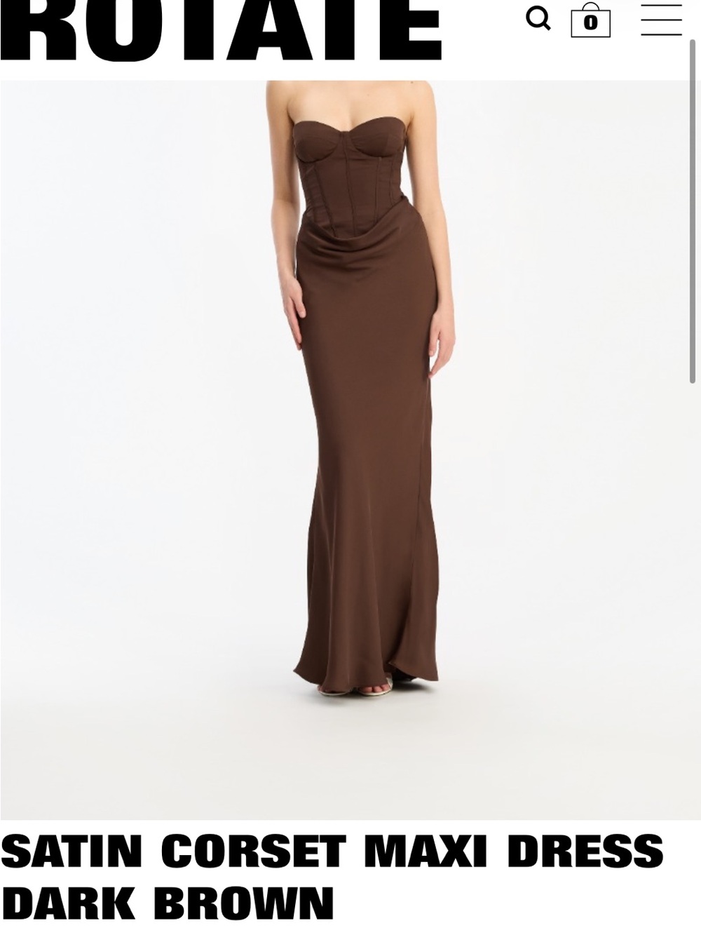 Strapless Dark Brown Satin Corset Maxi Dress